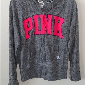 grey, pink zip up jacket!